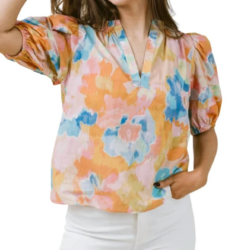 Alix Blouse In Paint Pallet Casual Button Blouse