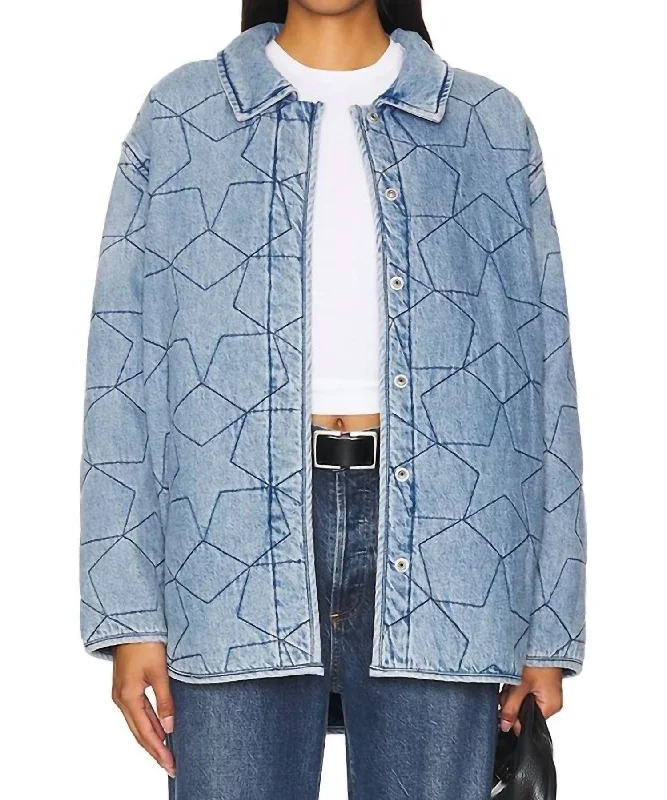 Alyssa Oversized Quilted Shacket In Marmont Star Vintage Lace Blouse