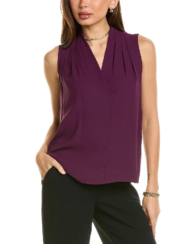 Anne Klein Pleated Shoulder Blouse Soft Pastel Blouse