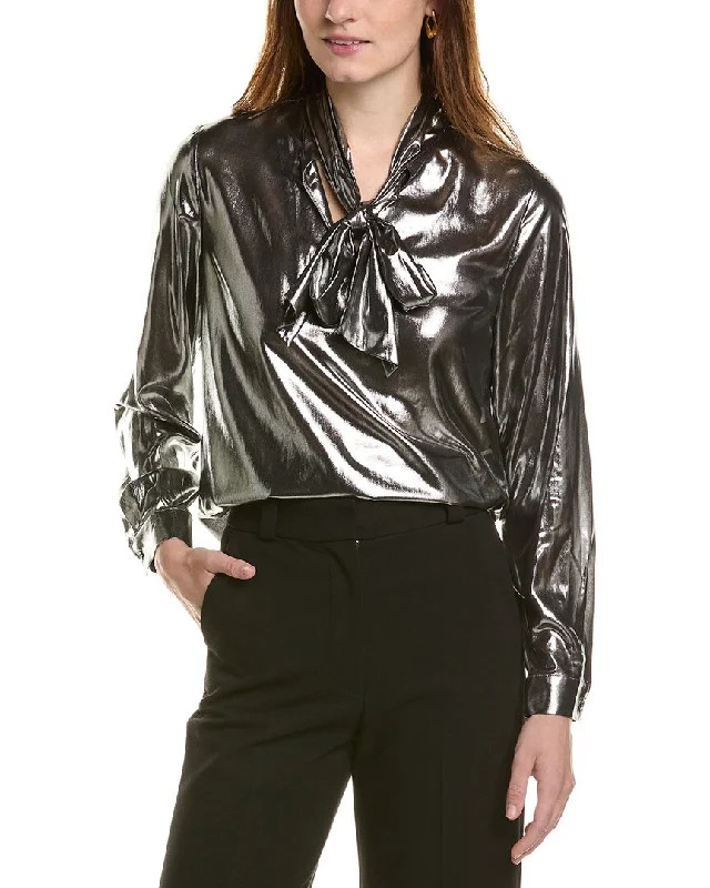 Anne Klein Tie Neck Blouse Relaxed Fit Blouse