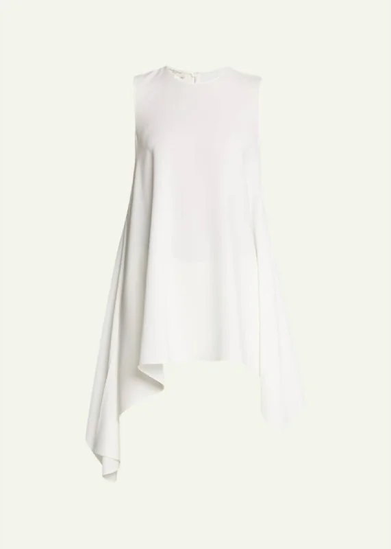 Asymmetrical Blouse In Cloud Embroidered Cotton Blouse