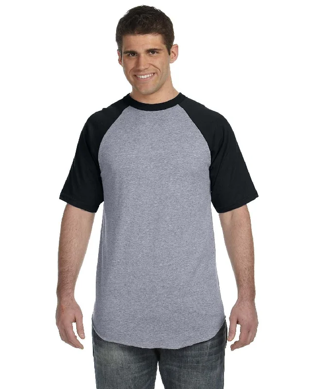 Augusta 50/50 Short Sleeve Raglan T-Shirt | Ath Hthr/ Black