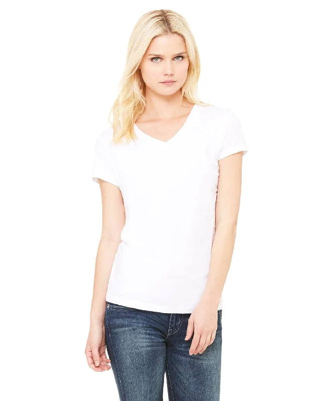 Bella+Canvas Ladies Short Sleeve V-Neck T-Shirt | White