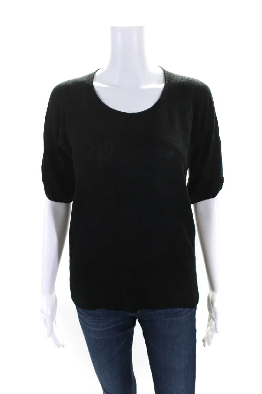 Bottega Veneta Womens Black Linen Crew Neck Short Sleeve Blouse Top Soft Modal Blouse Bottega Veneta Womens Black Linen Crew Neck Short Sleeve Blouse Top Soft Modal Blouse