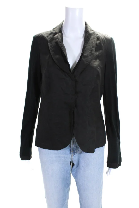 Brunello Cucinelli Womens Collared Snap Button Long Sleeved Blouse Black Sheer Mesh Blouse