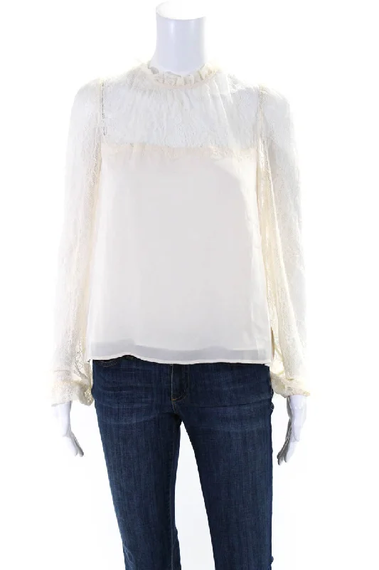 Cami NYC Womens Ximena Lace Long Sleeve Top Blouse Ceramic Embroidered Floral Blouse Cami NYC Womens Ximena Lace Long Sleeve Top Blouse Ceramic Embroidered Floral Blouse