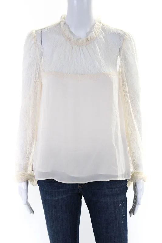 Cami NYC Womens Ximena Lace Long Sleeve Top Blouse Ceramic Slim Fit Blouse