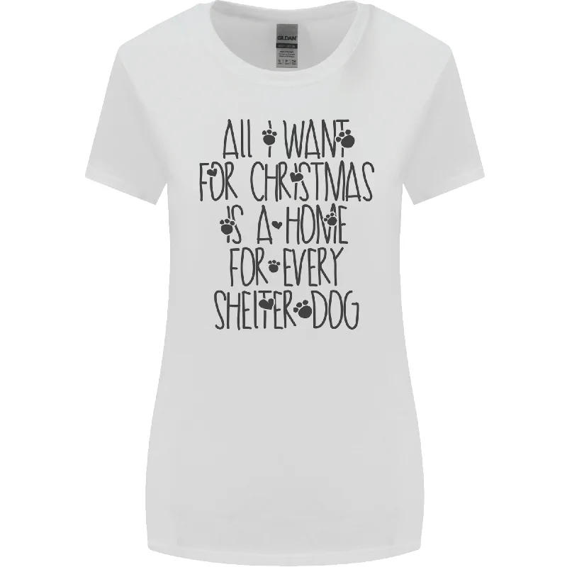 Christmas a Home for Every Shelter Dog Womens Wider Cut T-Shirt