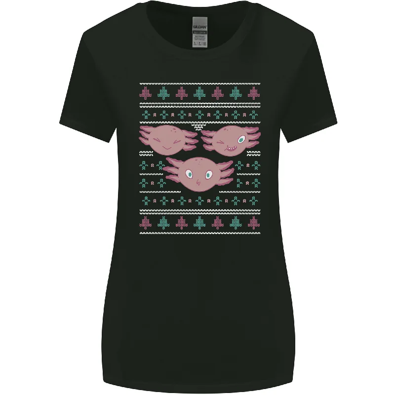 Christmas Axolotl Funny Xmas Womens Wider Cut T-Shirt