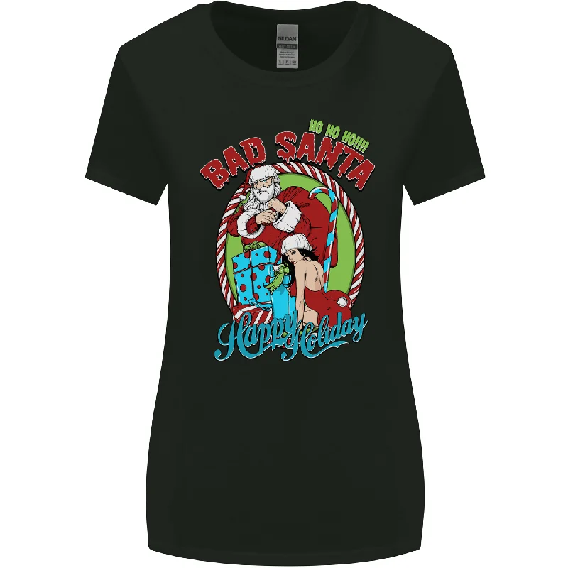 Christmas Bad Santa Funny Xmas Womens Wider Cut T-Shirt