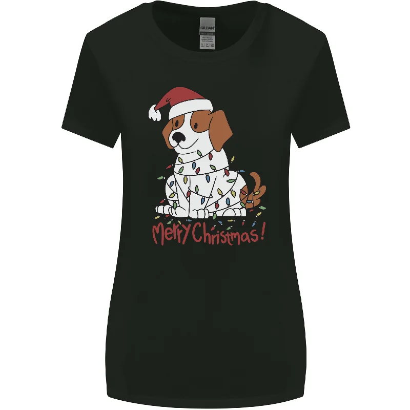 Christmas Beagle Funny Dog Xmas Womens Wider Cut T-Shirt