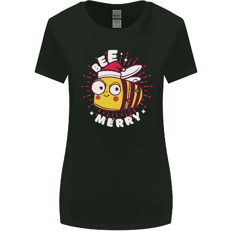 Christmas Bee Merry Funny Novelty Womens Wider Cut T-Shirt