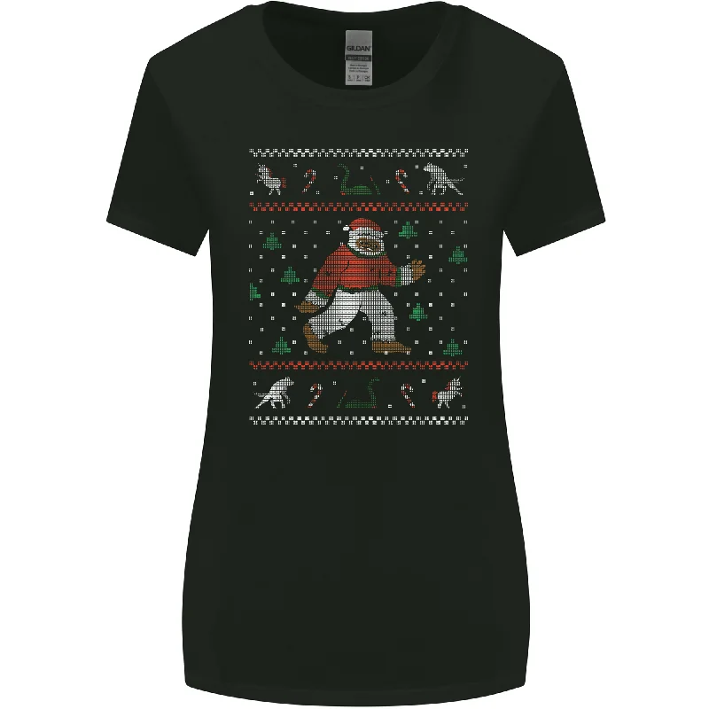 Christmas Bigfoot Funny Xmas Womens Wider Cut T-Shirt