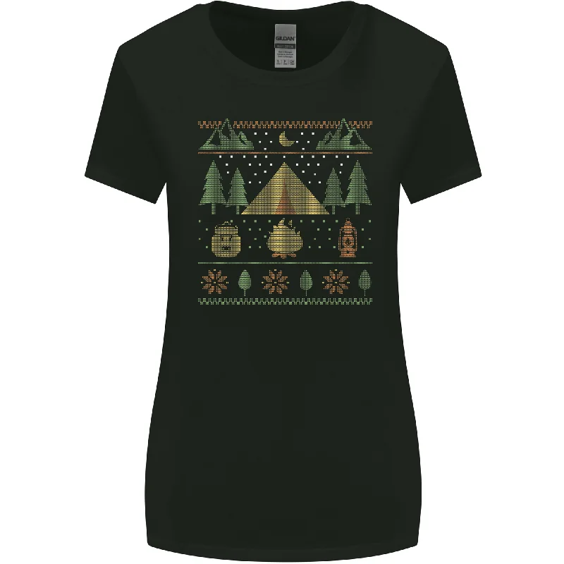 Christmas Camping Xmas Tent Funny Womens Wider Cut T-Shirt