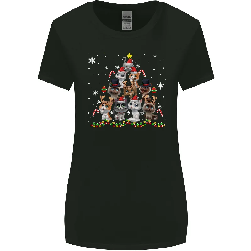 Christmas Cat Tree Funny Xmas Womens Wider Cut T-Shirt