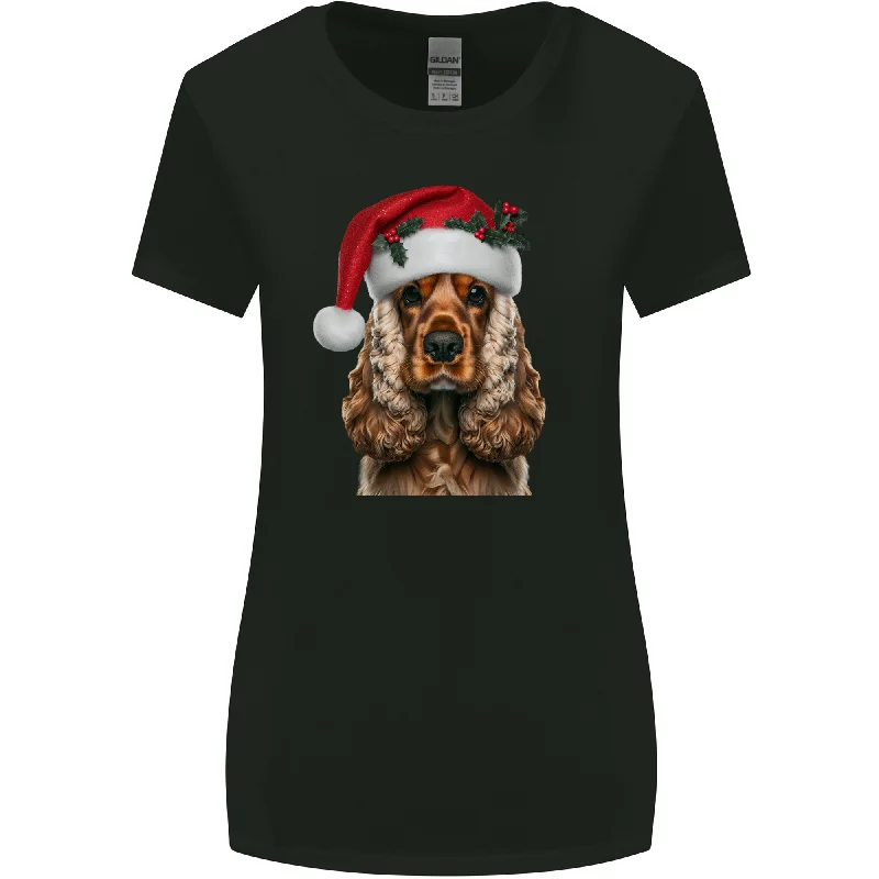 Christmas Cocker Spaniel Xmas Dog Womens Wider Cut T-Shirt