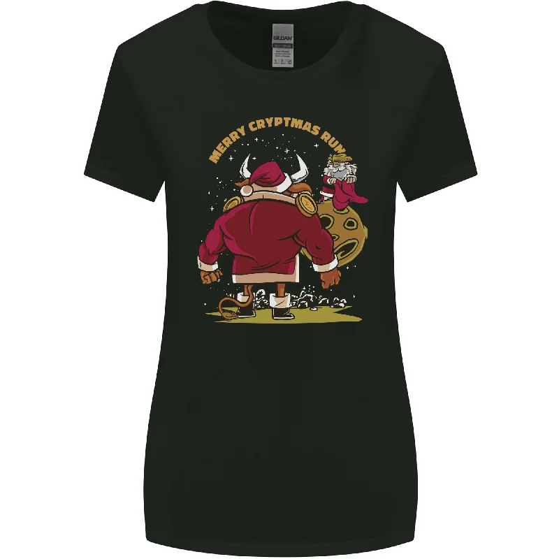 Christmas Crypto Bull Xmas Cryptocurrency Womens Wider Cut T-Shirt