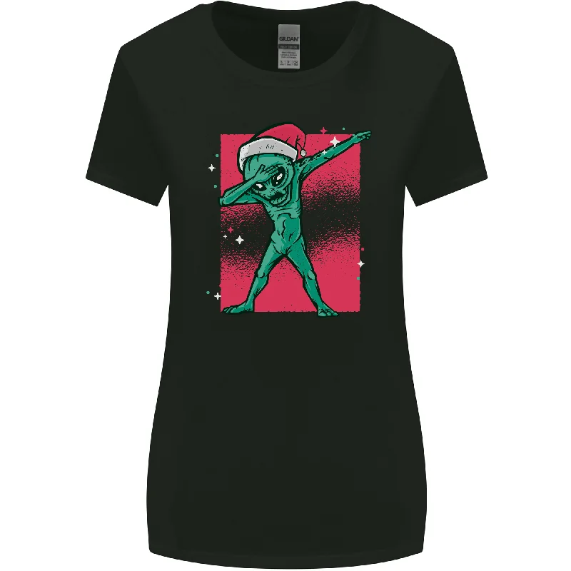 Christmas Dabbing Alien Xmas UFO Womens Wider Cut T-Shirt