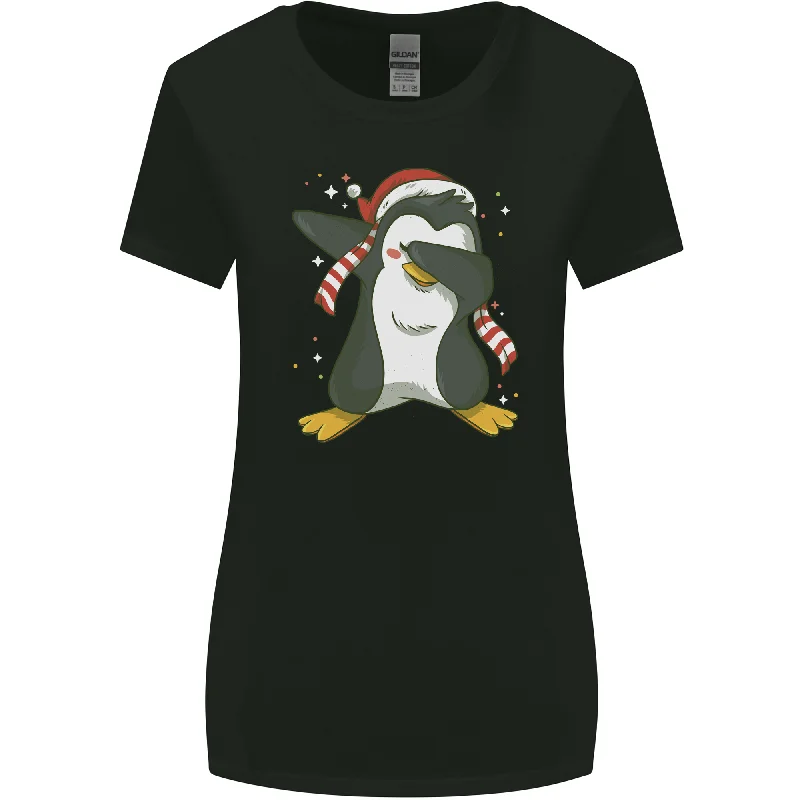 Christmas Dabbing Penguin Funny Xmas Womens Wider Cut T-Shirt