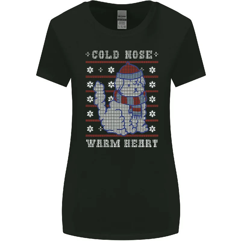 Christmas Dog Cold Nose Warm Heart Xmas Womens Wider Cut T-Shirt