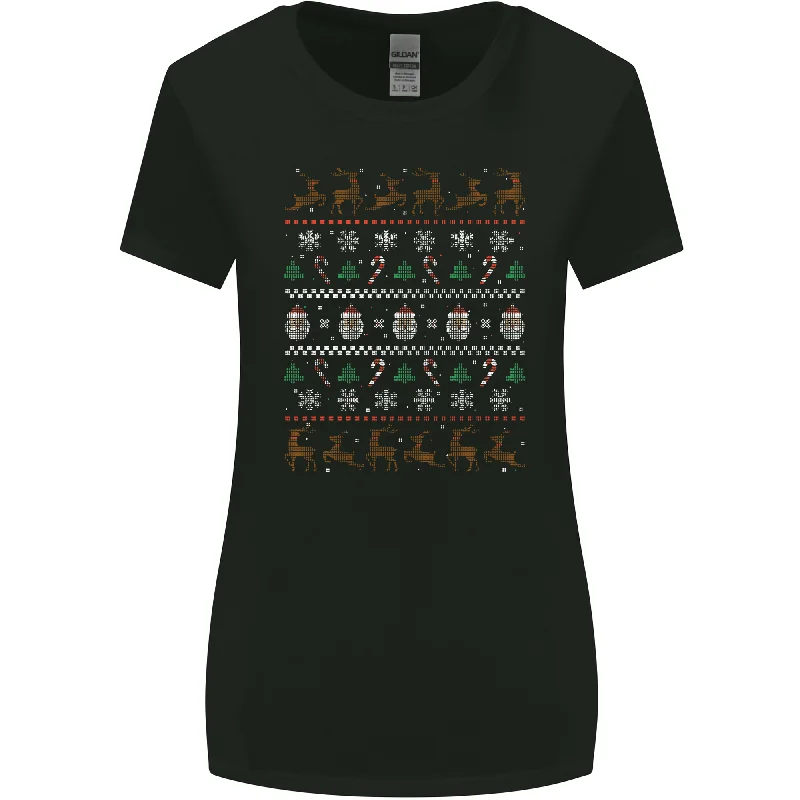 Christmas Festive Xmas Traditional Design Womens Wider Cut T-Shirt