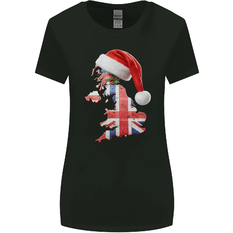 Christmas Great Britain UK Union Jack Flag Xmas Womens Wider Cut T-Shirt