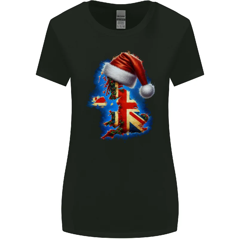 Christmas Great Britain UK Union Jack Xmas Flag Womens Wider Cut T-Shirt