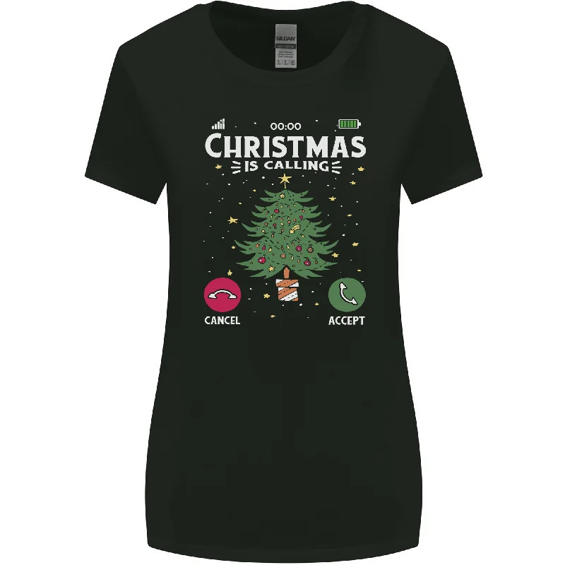 Christmas Is Calling Funny Xmas Phone Womens Wider Cut T-Shirt