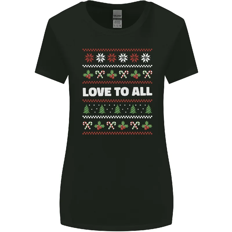 Christmas Love to All Xmas Peace Hippy Womens Wider Cut T-Shirt