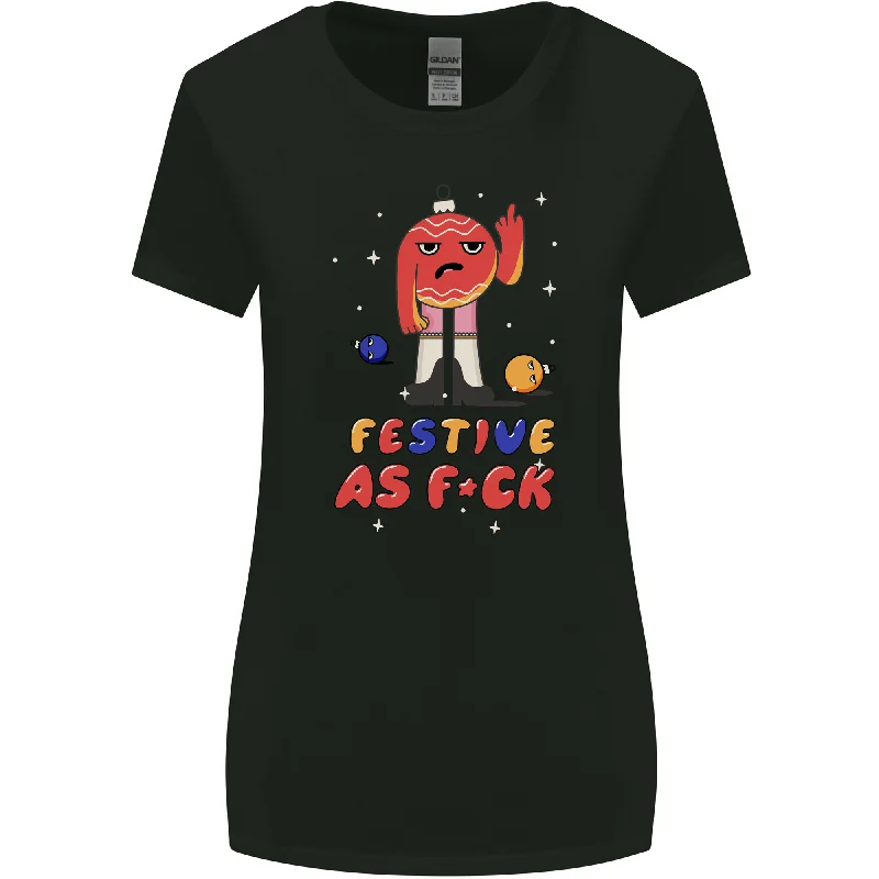 Christmas Offensive Bauble Bah Humbug Finger Flip Womens Wider Cut T-Shirt