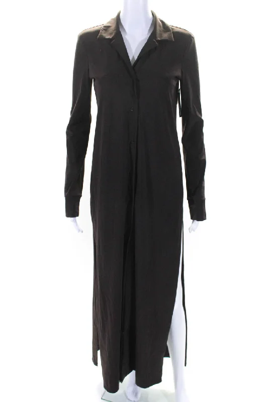 Christopher Esber Womens Elongated Splash Slit Blouse Chocolate Brown Off-Shoulder Wrap Blouse Christopher Esber Womens Elongated Splash Slit Blouse Chocolate Brown Off-Shoulder Wrap Blouse