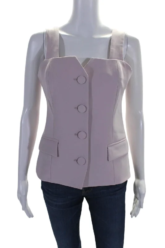 Drew Womens Billie Square Neck Button Up Vest Blouse Wysteria Silky Draped Blouse