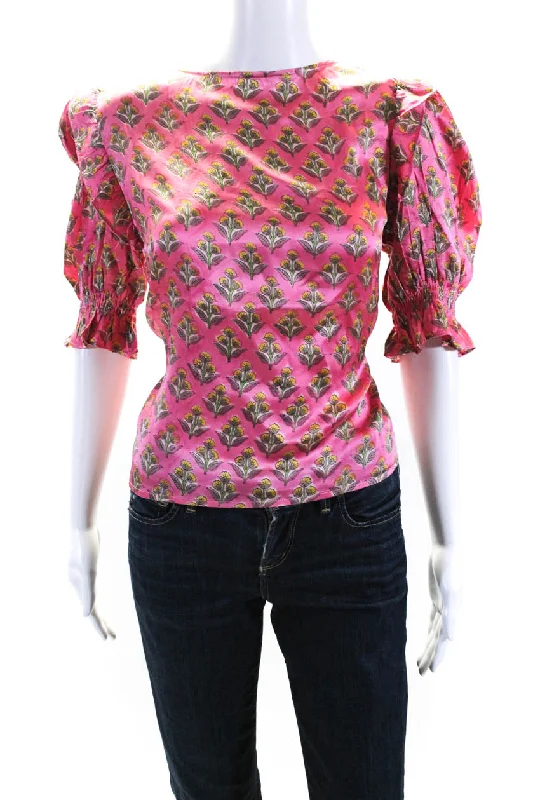 Emerson Fry Womens Silk Floral Print Flounce Long Sleeve Blouse Top Pink Pastel Color Blouse Emerson Fry Womens Silk Floral Print Flounce Long Sleeve Blouse Top Pink Pastel Color Blouse