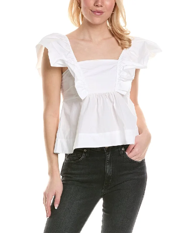 GANNI Ruffle Blouse Mandarin Collar Blouse
