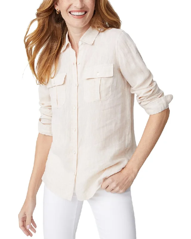 J.McLaughlin Trove Linen Blouse Classic Minimalist Blouse