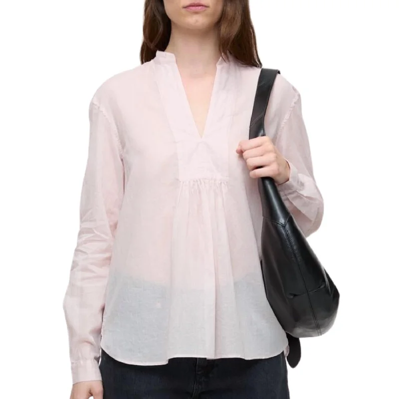 Long Sleeve Blouse In Morning Rose Elegant Semi-Sheer Blouse