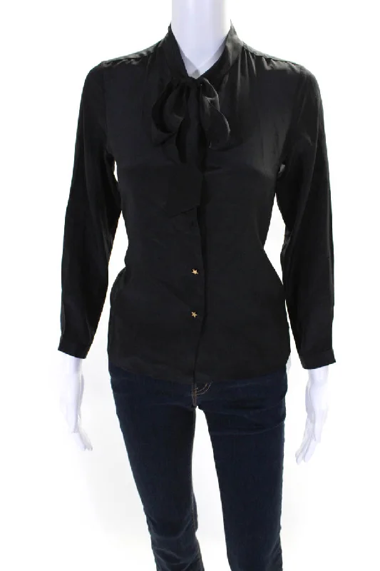 Love Binetti Womens Silk Long Sleeves Button Down Crew Neck Blouse Black Elegant Lace Blouse Love Binetti Womens Silk Long Sleeves Button Down Crew Neck Blouse Black Elegant Lace Blouse