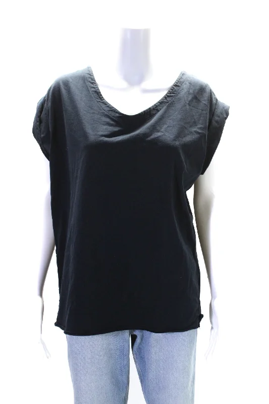 Marni Womens Cotton Round Neck Short Sleeve Low Back Tied Blouse Navy Loose Oversized Blouse Marni Womens Cotton Round Neck Short Sleeve Low Back Tied Blouse Navy Loose Oversized Blouse