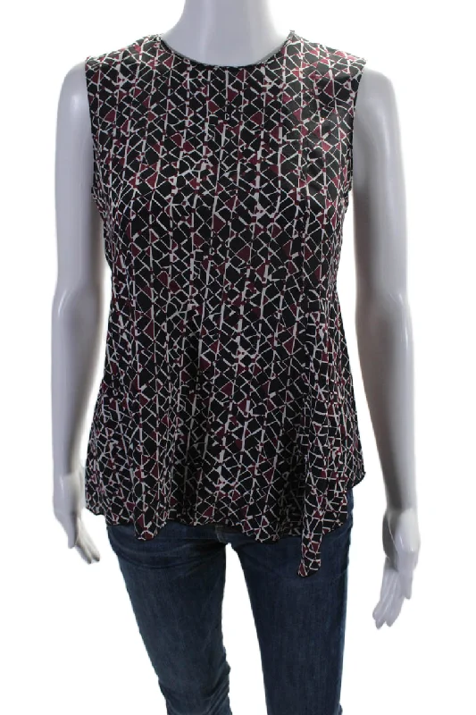 Marni Women's Round Neck Sleeveless Asymmetrical Hem Blouse Multicolor Balloon Sleeve Blouse Marni Women's Round Neck Sleeveless Asymmetrical Hem Blouse Multicolor Balloon Sleeve Blouse