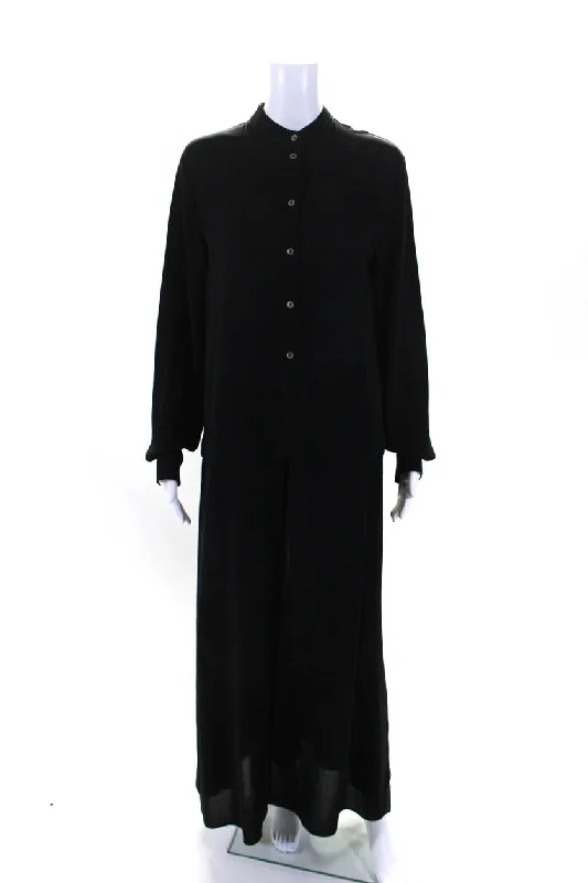 Michael Kors Womens Fall 2014 Button Up Slit Tunic Blouse Black Silk Loose Fit Blouse Michael Kors Womens Fall 2014 Button Up Slit Tunic Blouse Black Silk Loose Fit Blouse
