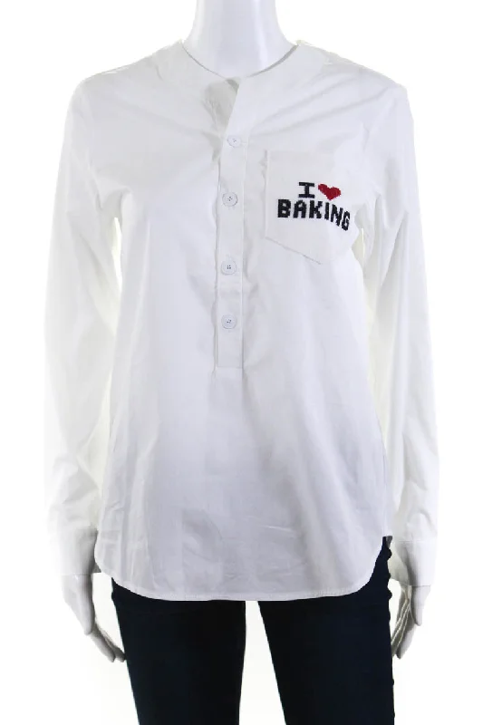 Michaela Buerger Womens I Love Baking Pocket Long Sleeve Blouse Double-Layered Blouse Michaela Buerger Womens I Love Baking Pocket Long Sleeve Blouse Double-Layered Blouse