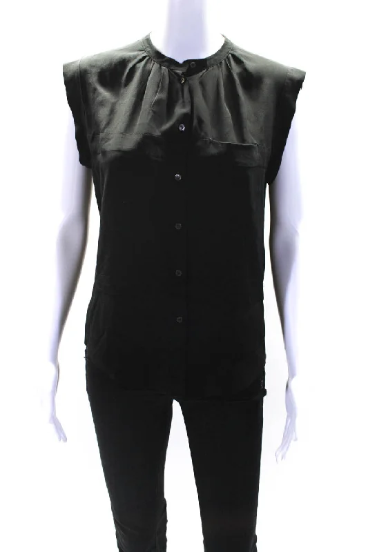 Miu Miu Womens Crew Neck Button Up Dolman Sleeve Top Blouse Black Casual Relaxed Blouse Miu Miu Womens Crew Neck Button Up Dolman Sleeve Top Blouse Black Casual Relaxed Blouse