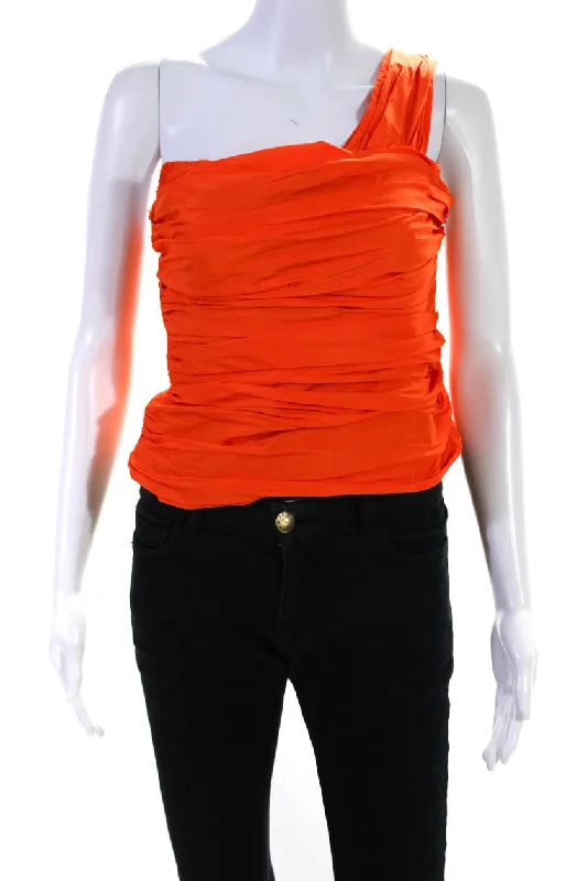 Nackiye Womens Felicita Ruched One Shoulder Top Blouse Tangerine Feminine Pastel Blouse Nackiye Womens Felicita Ruched One Shoulder Top Blouse Tangerine Feminine Pastel Blouse