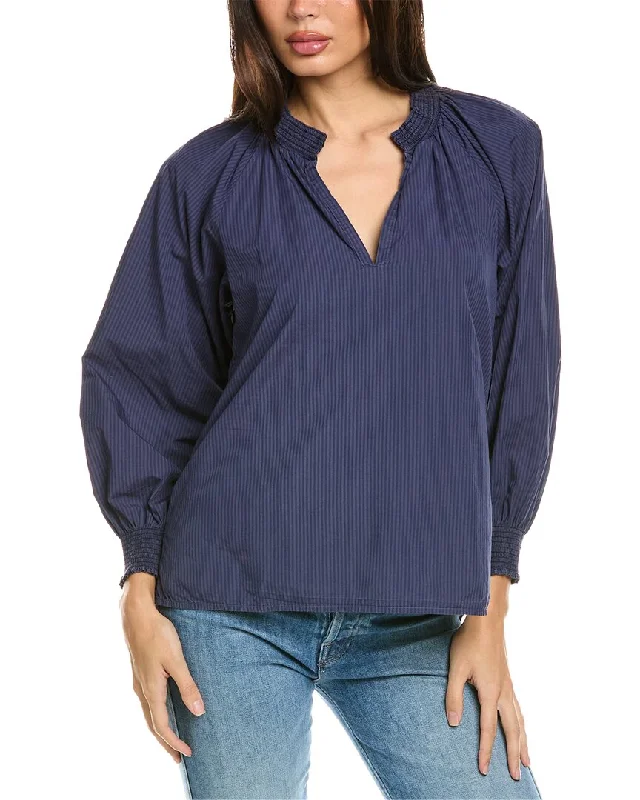 Nation LTD Estelle Peasant Blouse Asymmetric Hem Blouse
