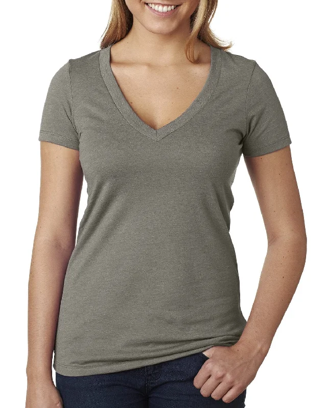 Next Level Ladies CVC Deep V-Neck Tee | Warm Gray