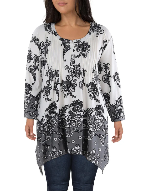 Plus Womens Floral Print Casual Blouse Floral Print Blouse