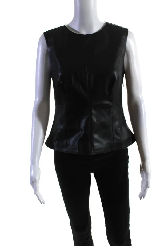 Proenza Schouler Womens Logan Vegan Leather Sleeveless Top Blouse Black Playful Puff Blouse Proenza Schouler Womens Logan Vegan Leather Sleeveless Top Blouse Black Playful Puff Blouse