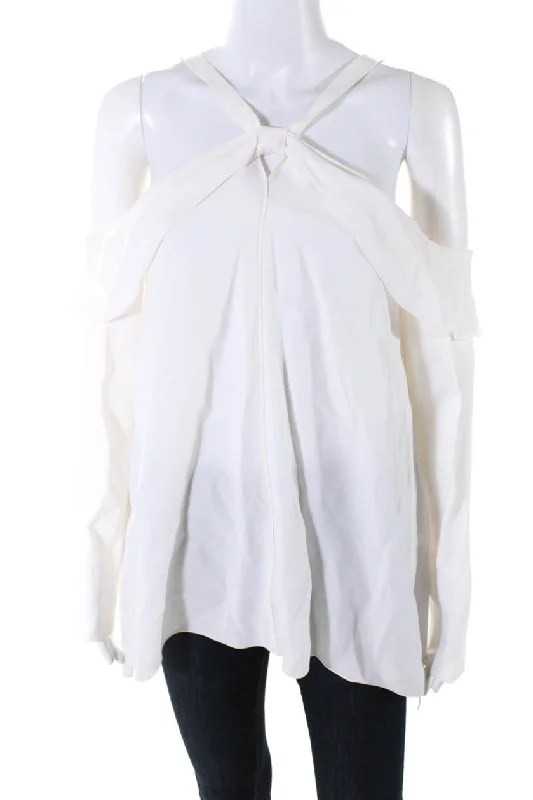 Proenza Schouler Womens Long Sleeve Off The Shoulder Blouse Top White Embroidered Cotton Blouse Proenza Schouler Womens Long Sleeve Off The Shoulder Blouse Top White Embroidered Cotton Blouse