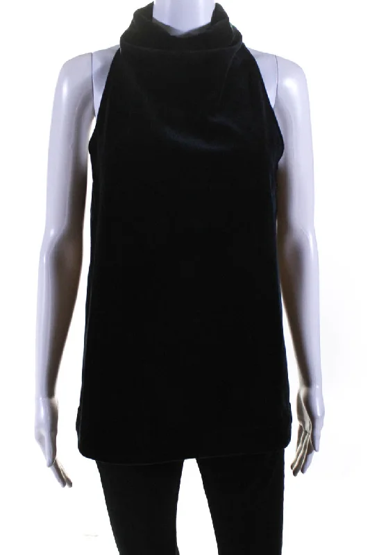 Proenza Schouler Womens Mila Cowl Sleeveless Chenille Velvet Blouse Black Casual Relaxed Fit Blouse Proenza Schouler Womens Mila Cowl Sleeveless Chenille Velvet Blouse Black Casual Relaxed Fit Blouse