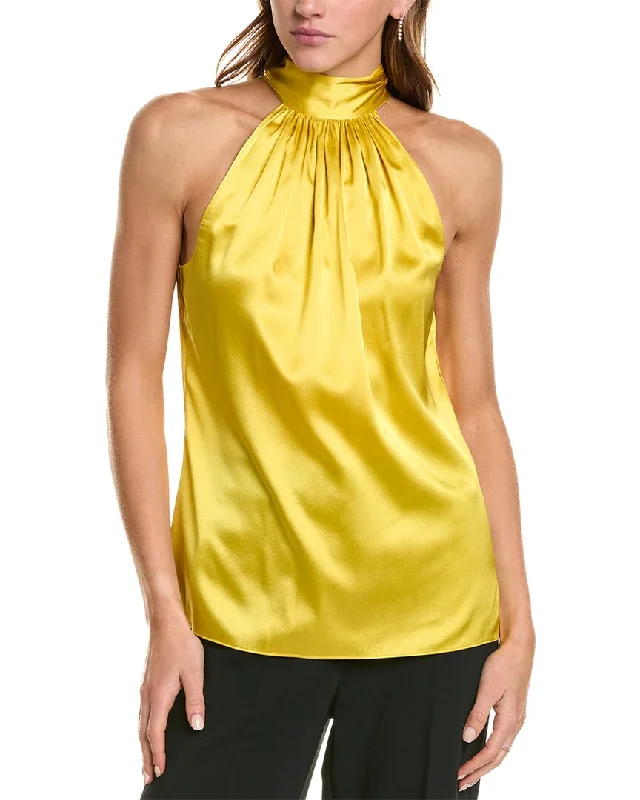 Ramy Brook Lori Silk-Blend Blouse Lightweight Chiffon Blouse